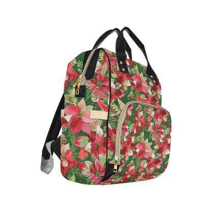 Poinsettia Pattern Print Design POT03 Diaper Bag Backpack