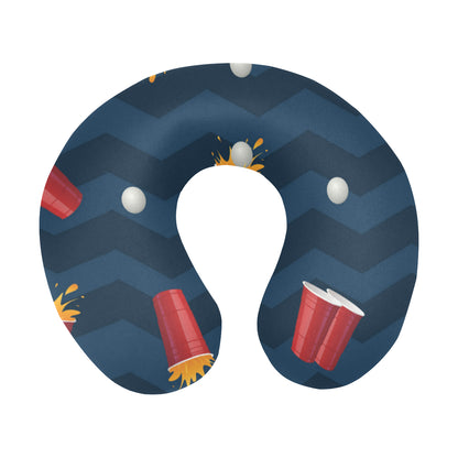 Beer Pong Pattern Print Design 01 U-Shaped Travel Neck Pillow