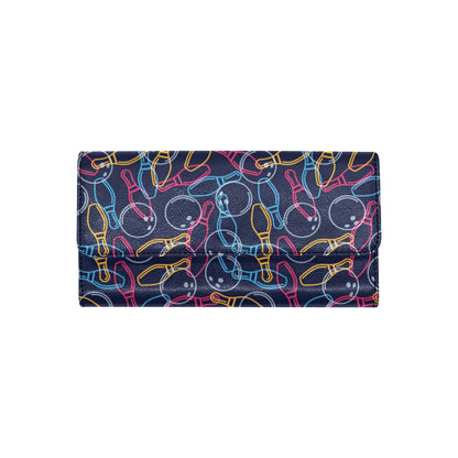 Bowling Pattern Print Design 07 Women's Trifold Wallet