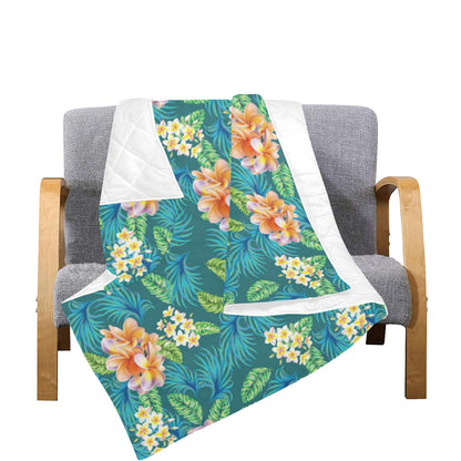 Plumeria Tropical Flower Design Print Premium Quilt