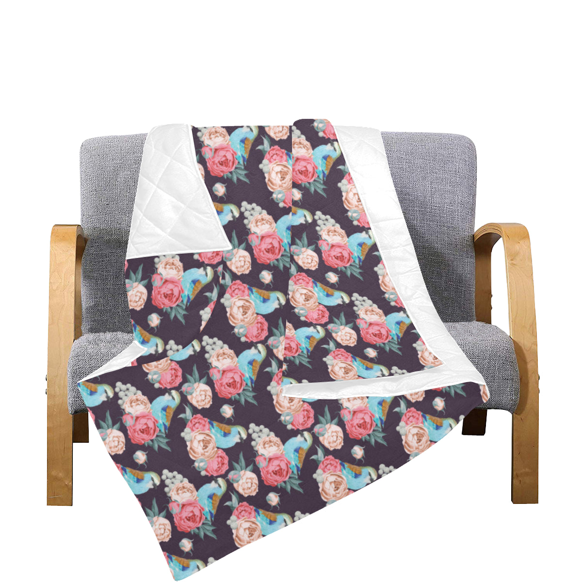 Bluebird Pattern Print Design 02 Premium Quilt