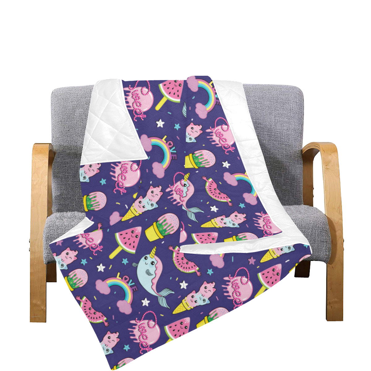 Narwhal Cute Pattern Print Design 02 Premium Quilt