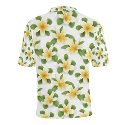 Yellow Plumeria Pattern Print Design PM012 Men Polo Shirt