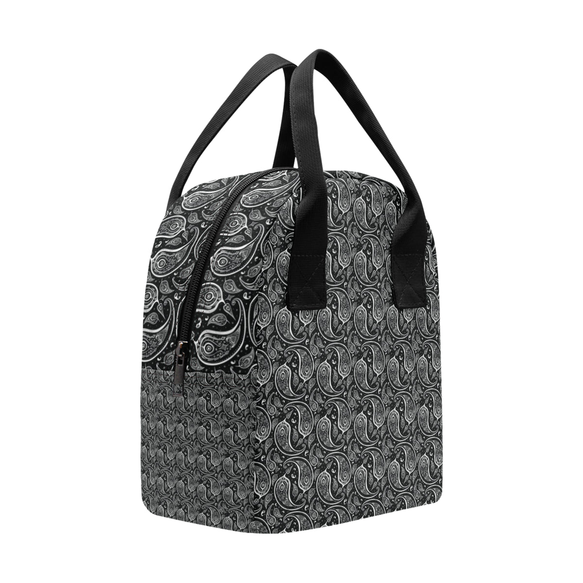 Paisley Black Design Print Insulated Lunch Bag
