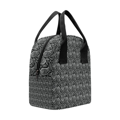 Paisley Black Design Print Insulated Lunch Bag