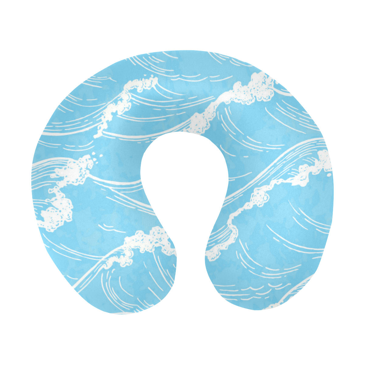 Ocean Wave Pattern Print Design A01 U-Shaped Travel Neck Pillow