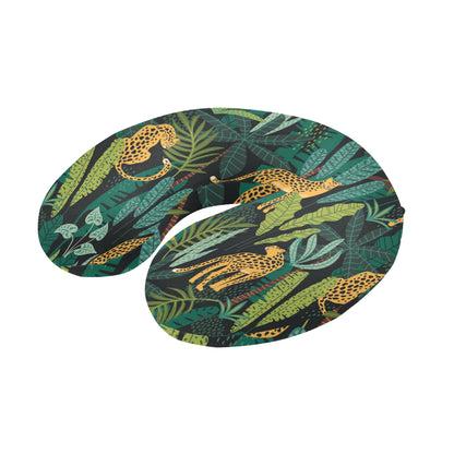 Jaguar Jungle Pattern Print Design 03 U-Shaped Travel Neck Pillow