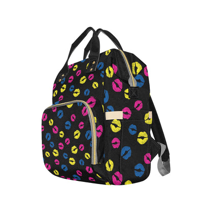 Lip Neon Color Pattern Print Design 01 Diaper Bag Backpack