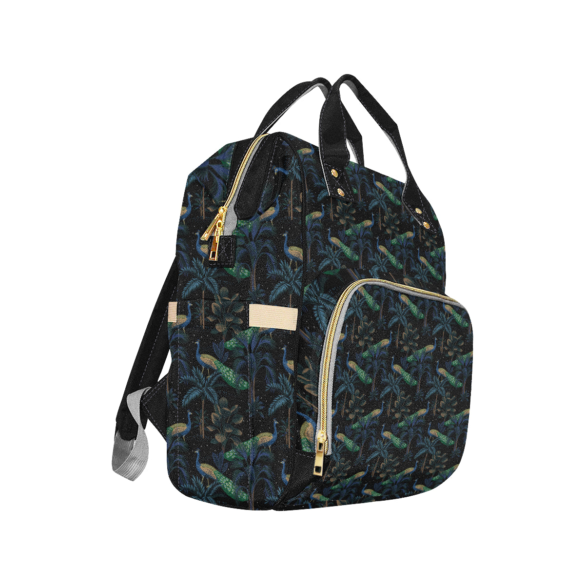 Rainforest Peacock Pattern Print Design A04 Diaper Bag Backpack
