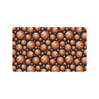 Basketball Black Background Pattern Rubber Doormat