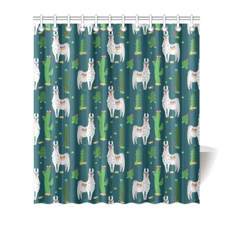 Llama Cactus Pattern Print Design 013 Shower Curtain