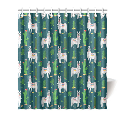Llama Cactus Pattern Print Design 013 Shower Curtain