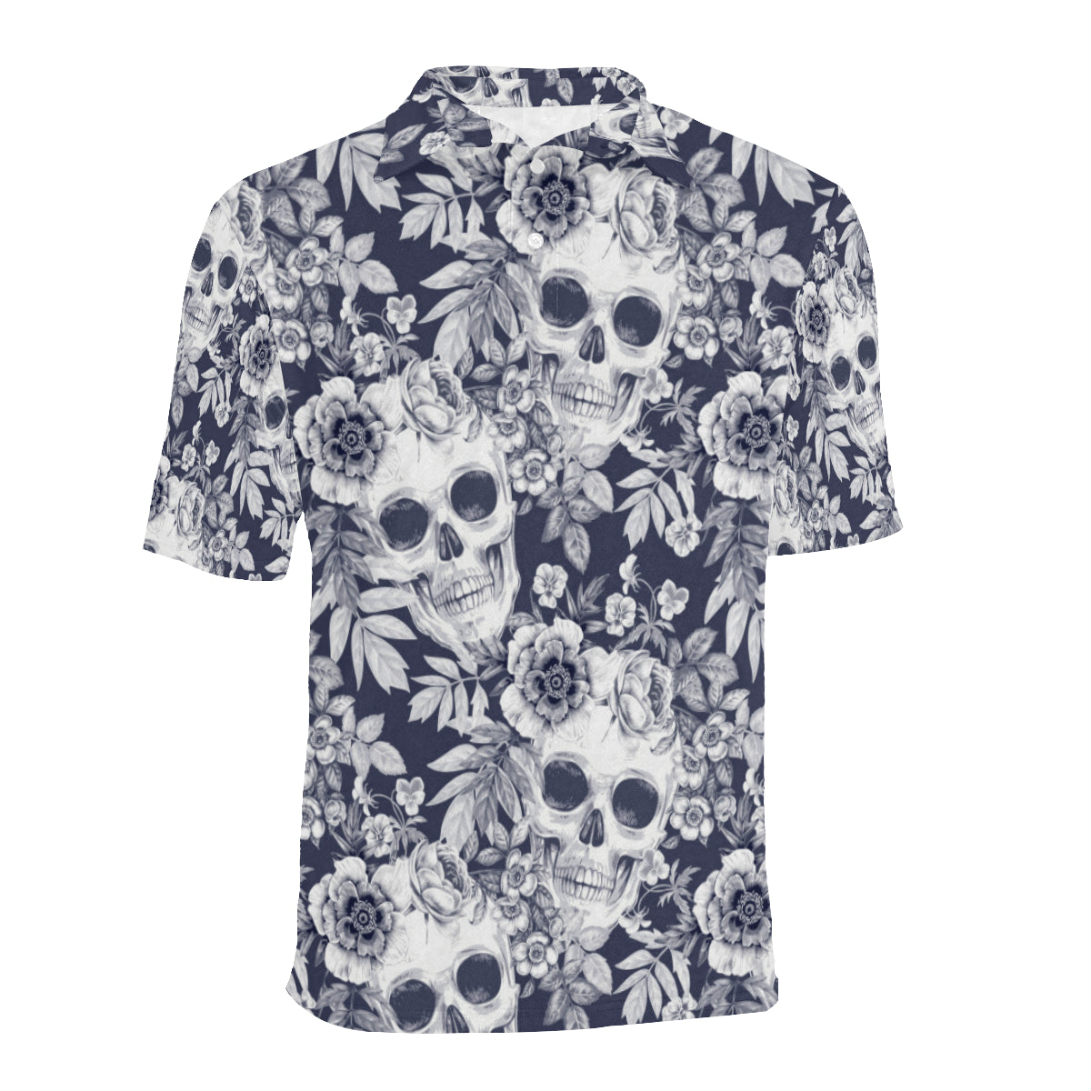 Skull Floral Beautiful Men Polo Shirt