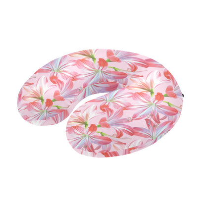 Amaryllis Pattern Print Design 02 U-Shaped Travel Neck Pillow
