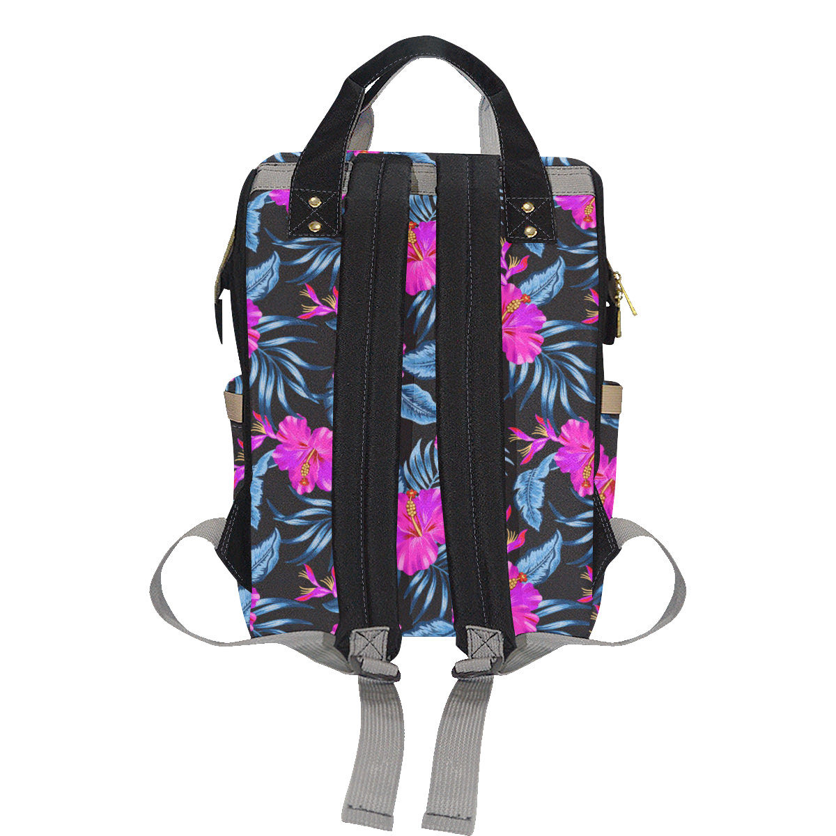 Neon Pink Hibiscus Pattern Print Design HB015 Diaper Bag Backpack