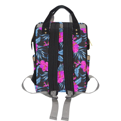 Neon Pink Hibiscus Pattern Print Design HB015 Diaper Bag Backpack