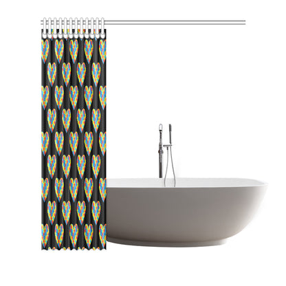 Autism Awareness Heart Design Print Shower Curtain