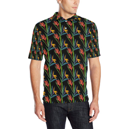 Heliconia Pattern Print Design HL04 Men Polo Shirt