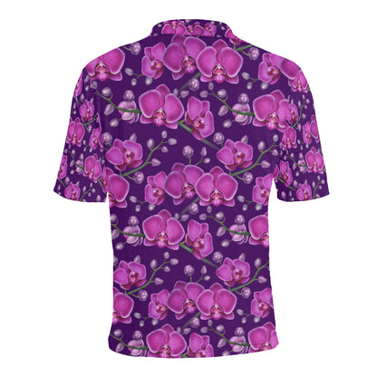 Orchid Purple Pattern Print Design OR02 Men Polo Shirt