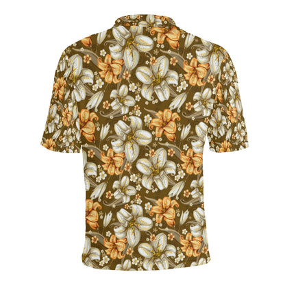 Lily Pattern Print Design 01 Men Polo Shirt