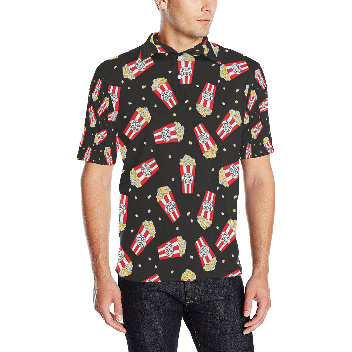 Popcorn Pattern Print Design A01 Men Polo Shirt