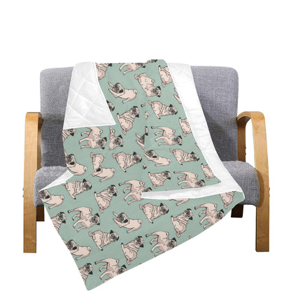 Pug Pattern Print Design A01 Premium Quilt