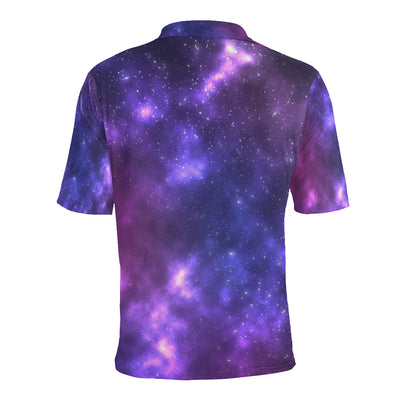 Celestial Purple Blue Galaxy Men Polo Shirt