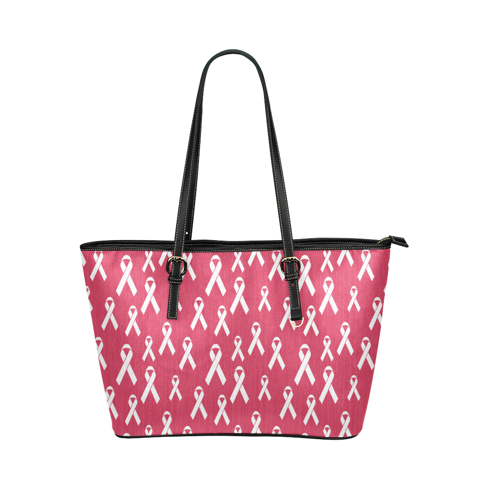Breast Cancer Awareness Symbol Leather Tote Bag