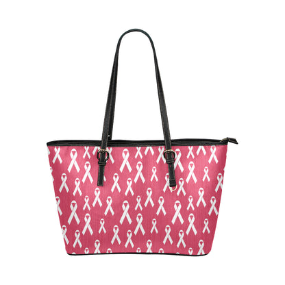 Breast Cancer Awareness Symbol Leather Tote Bag