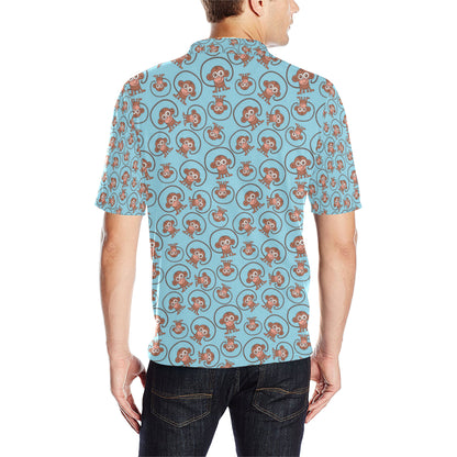 Monkey Cute Design Themed Print Men Polo Shirt
