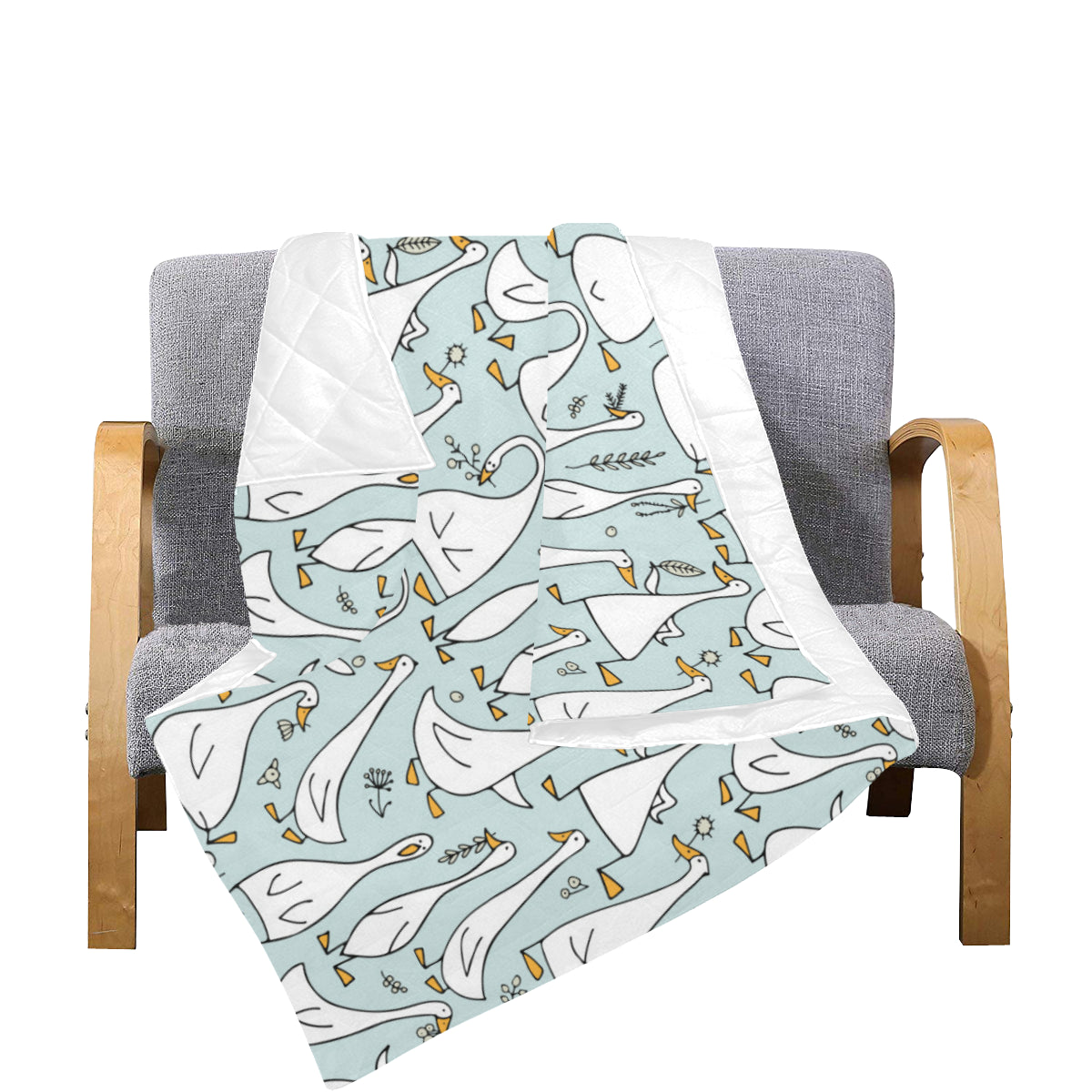 Goose Pattern Print Design 03 Premium Quilt