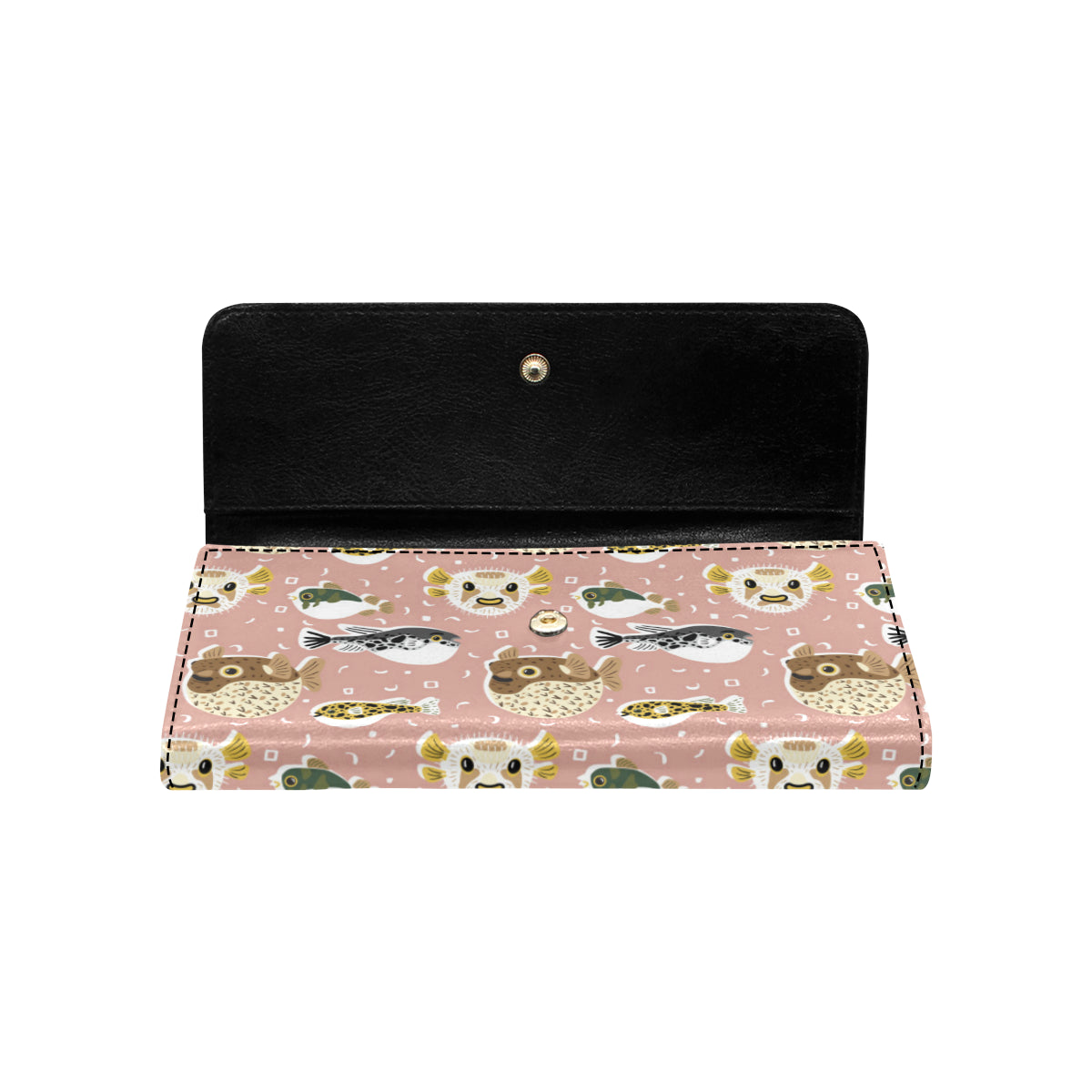 Fugu Cute Pattern Print Design 01 Women's Trifold Wallet