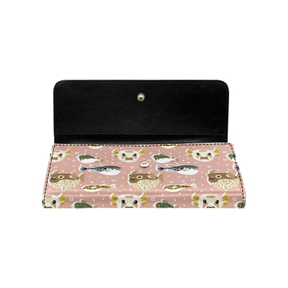 Fugu Cute Pattern Print Design 01 Women's Trifold Wallet