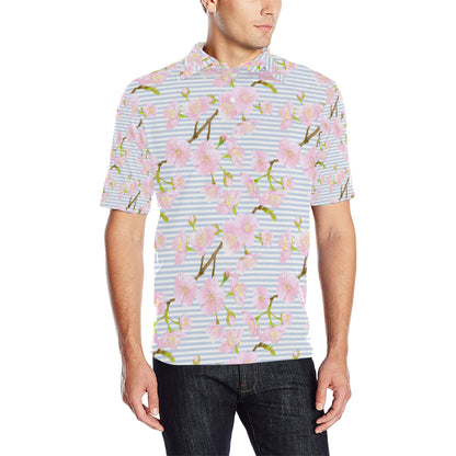 Pink Cherry Blossom Sakura Men Polo Shirt
