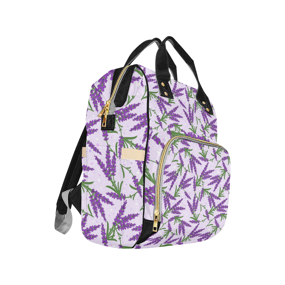 Lavender Pattern Print Design LV02 Diaper Bag Backpack
