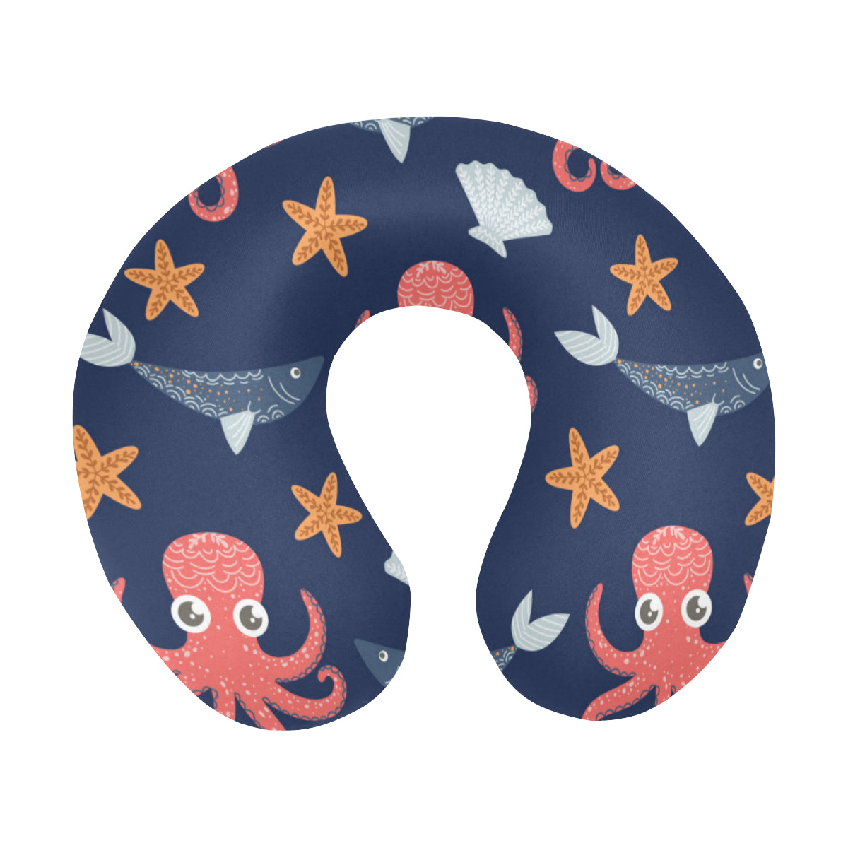 Octopus Pattern Print Design A04 U-Shaped Travel Neck Pillow