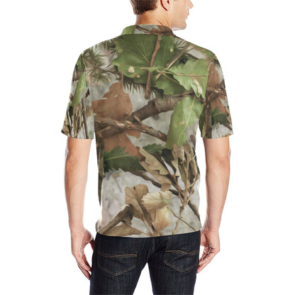 Camo Realistic Tree Forest Print Men Polo Shirt
