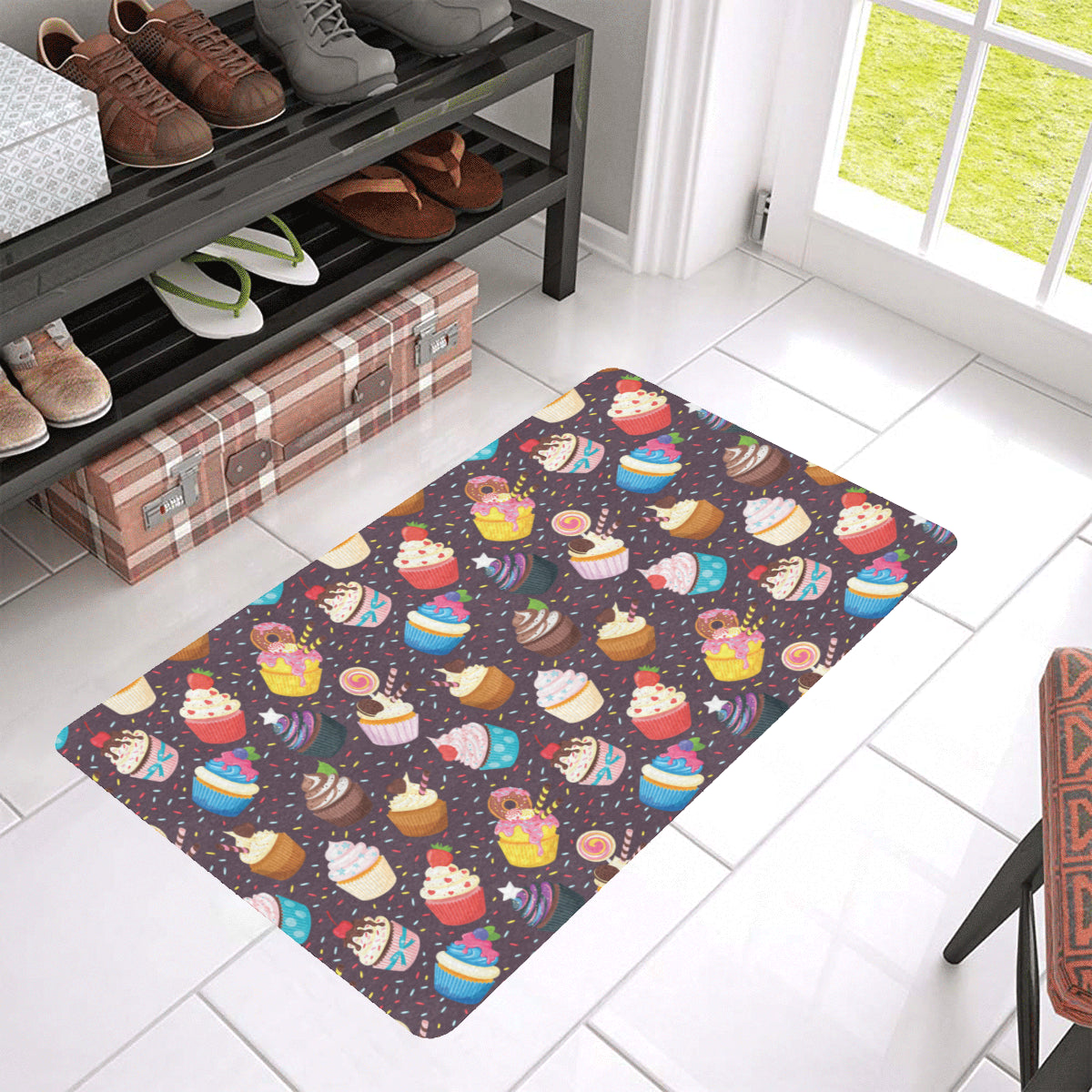 Cupcakes Party Print Pattern Rubber Doormat