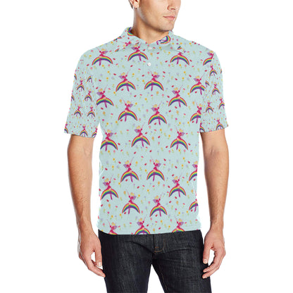 Fairy with Rainbow Print Pattern Men Polo Shirt