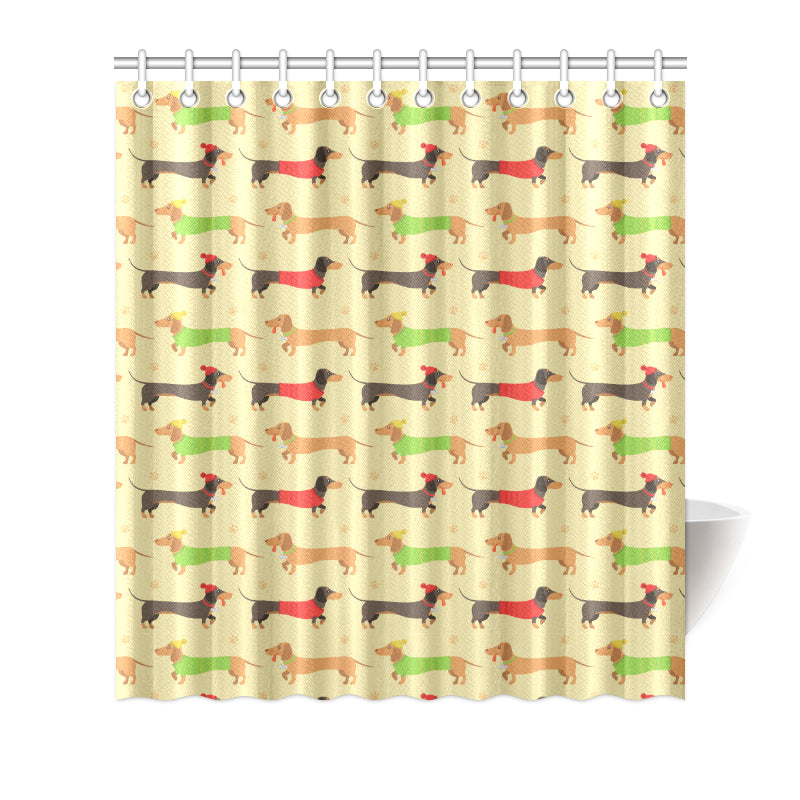 Dachshund Pattern Print Design 06 Shower Curtain