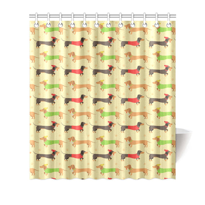 Dachshund Pattern Print Design 06 Shower Curtain