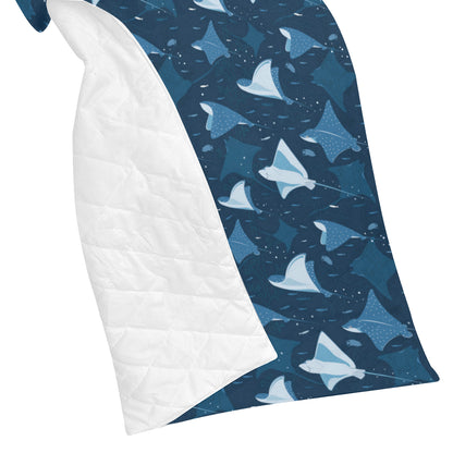 Manta Ray Pattern Print Design 02 Premium Quilt