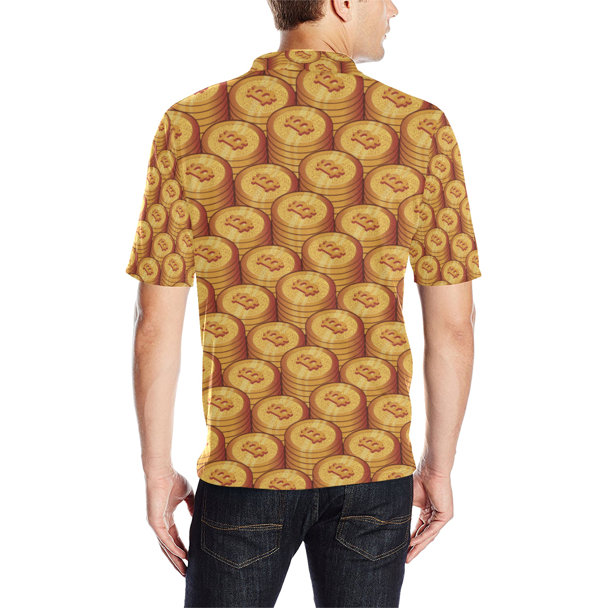 Bitcoin Pattern Print Design 02 Men Polo Shirt