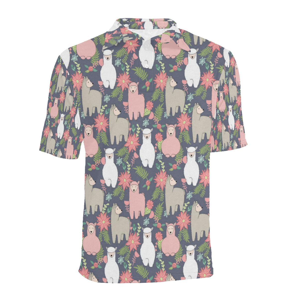 Alpaca Pattern Print Design 03 Men Polo Shirt