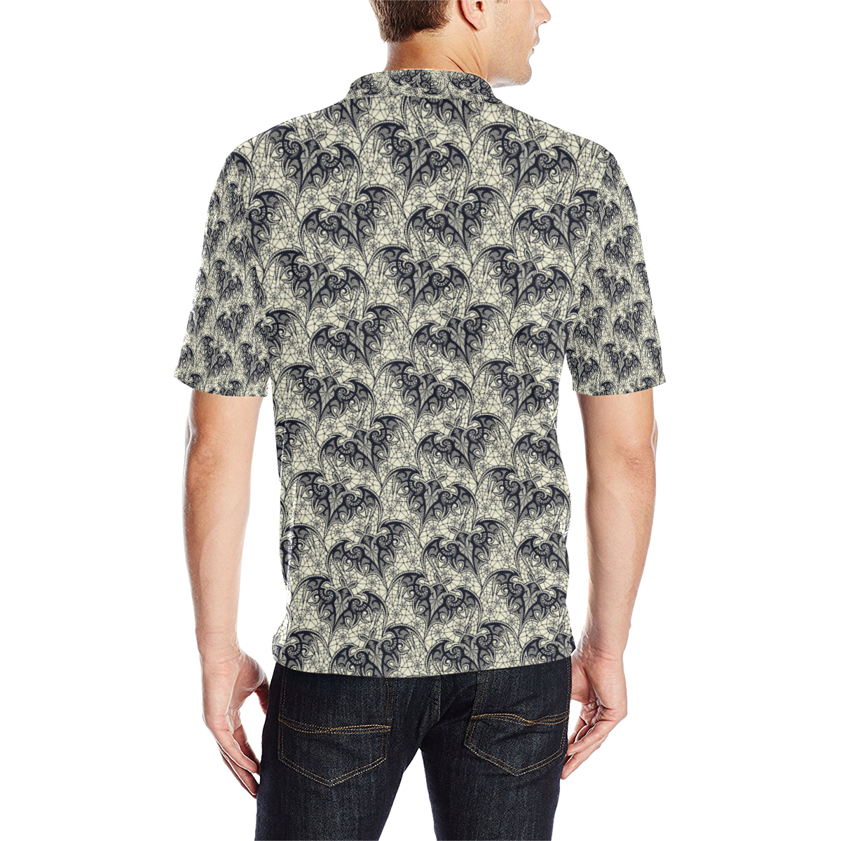 Bat Tribal Pattern Print Design 06 Men Polo Shirt