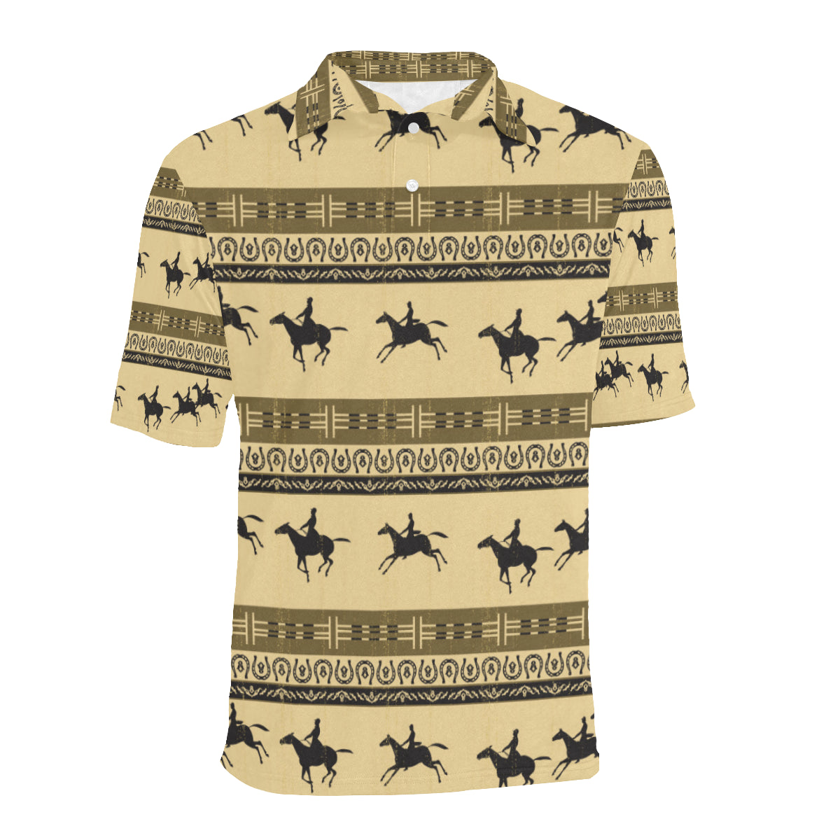 Horse Pattern Prnt Men Polo Shirt