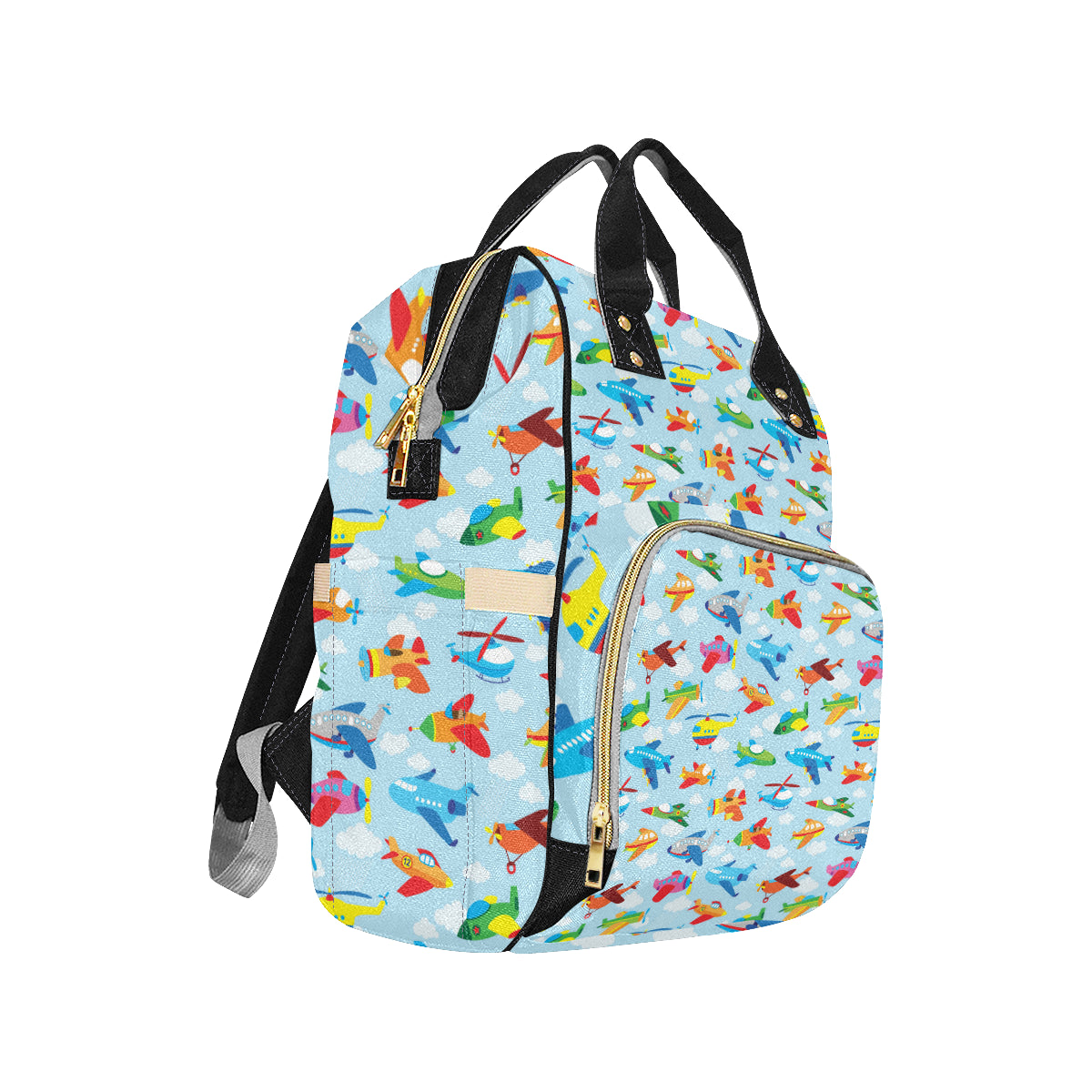 Airplane Colorful Pattern Print Design 01 Diaper Bag Backpack