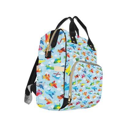Airplane Colorful Pattern Print Design 01 Diaper Bag Backpack