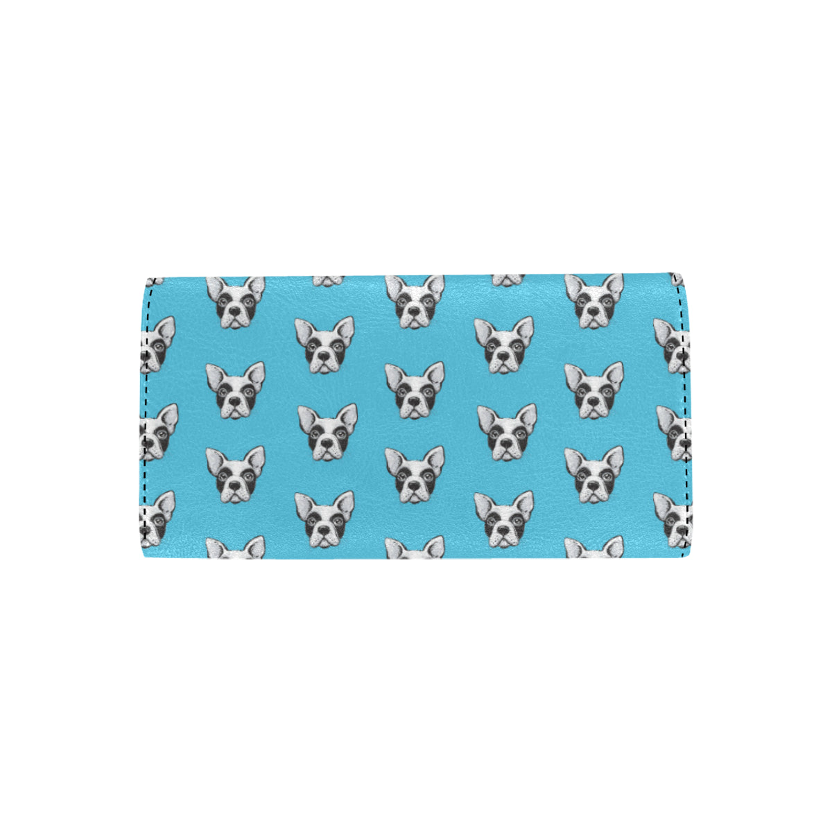 Boston Terrier Pattern Print Design 01 Women's Trifold Wallet