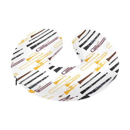 Clarinet Pattern Print Design 01 U-Shaped Travel Neck Pillow
